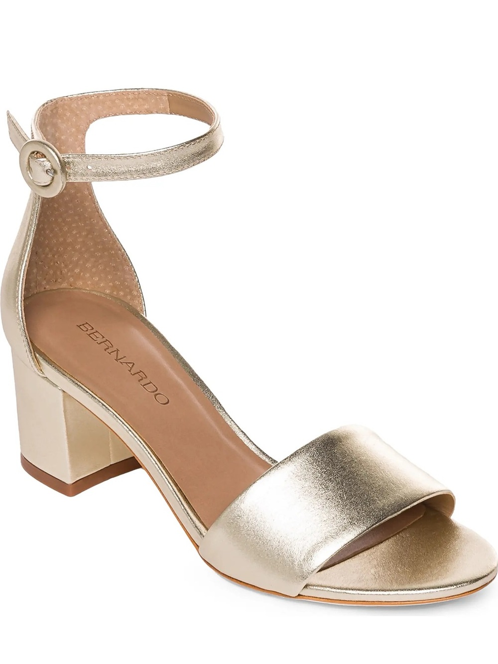 Bernardo Belinda Metallic Gold Leather Block Heel Dressy Open Toe Sandals 8.5 M